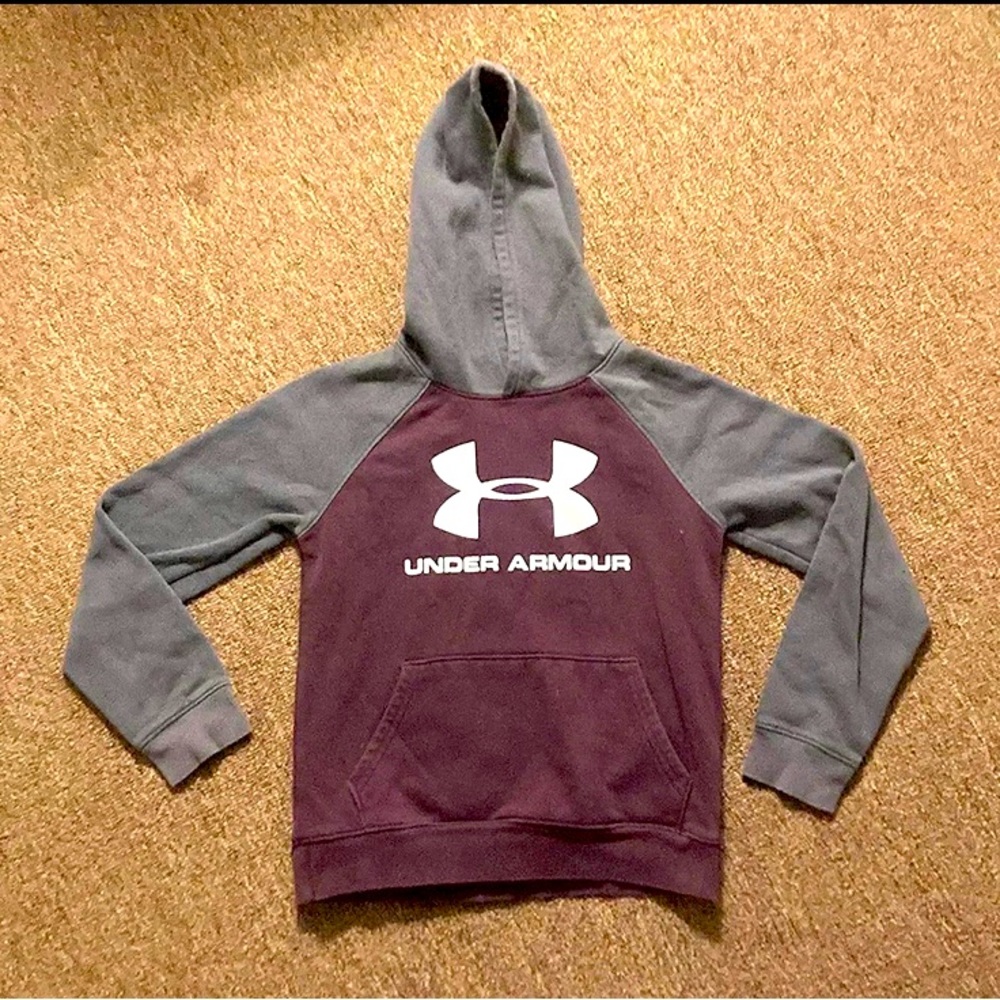 Under Armour Hoodie ColdGear Grey/Maroon YSM Boys